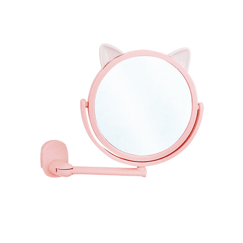Punch-free cute wall-mounted makeup mirror