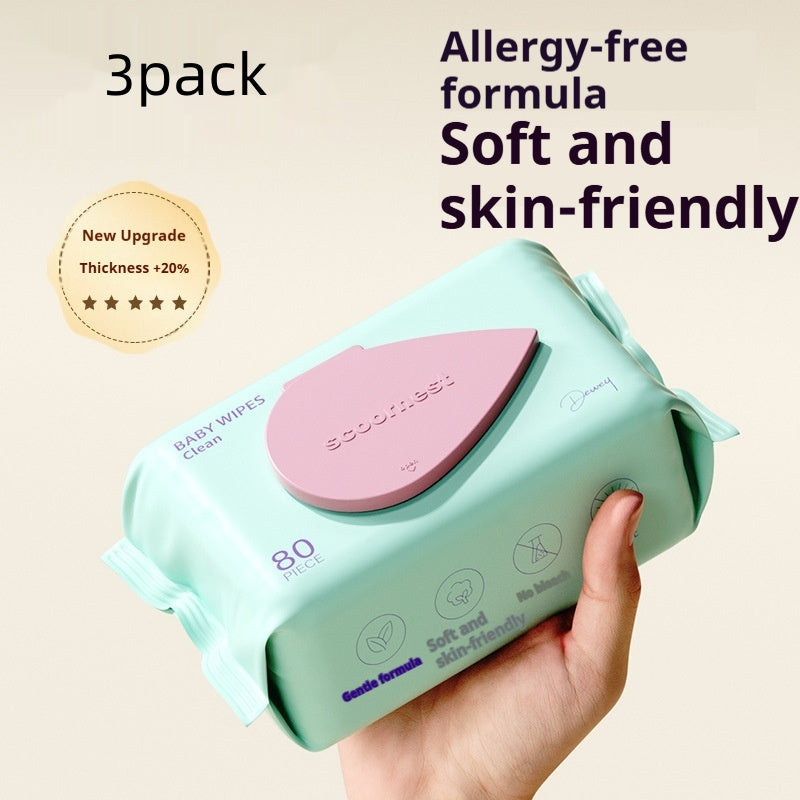 Lingettes humides pour bébés, spéciales nouveau-nés, pour mains, bouche et fesses, lingettes pour enfants, 80 lingettes, grand sac, format familial économique