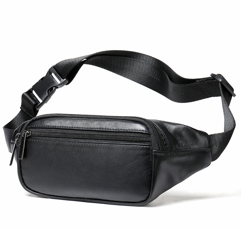 Sheepskin Waist Bag Men's Leather Chest bag Multifunctional Practical Retro