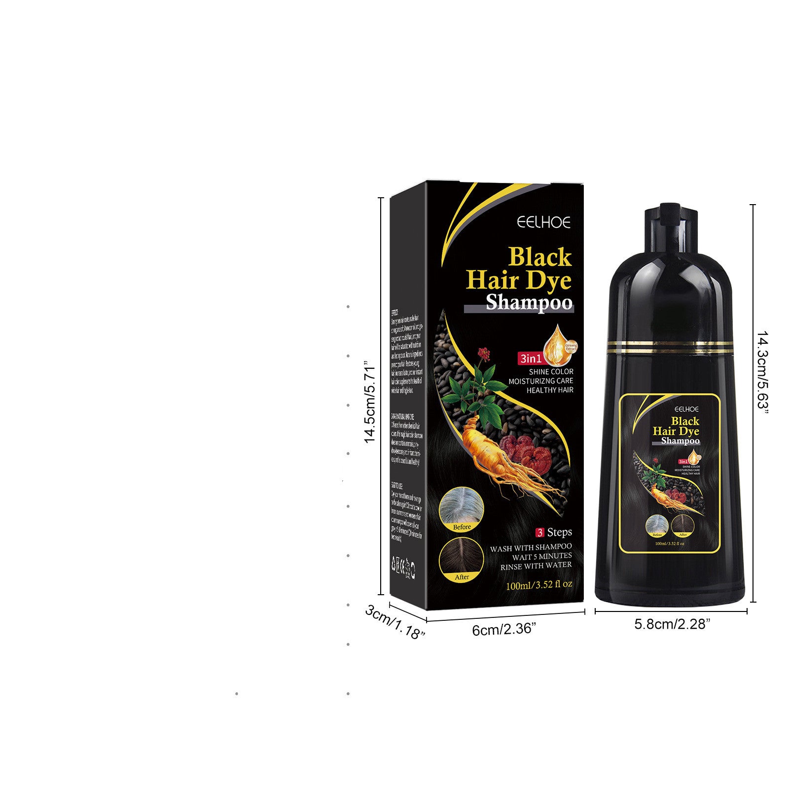 Shampooing Blanc au Noir Nettoyage Réparateur Noir Doux