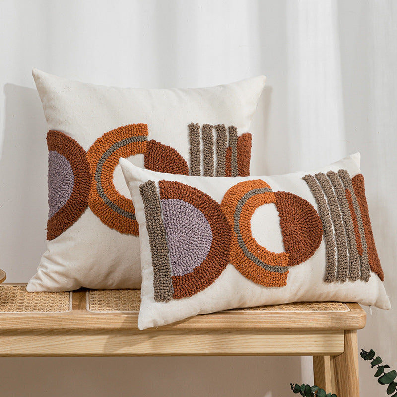 Oreiller touffeté en toile de coton avec boucles