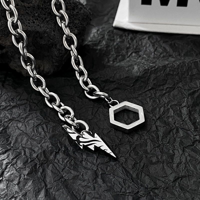 Hip Hop Cool Lightning Titanium Steel Pendant Necklace