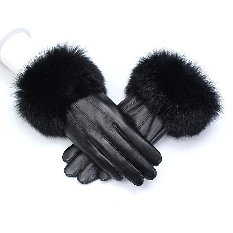 Sheepskin touch screen plus velvet thick warm gloves