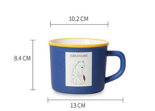 Tasse en Céramique Bleu Klein à Motifs d'Animaux Grande Capacité Créative Tasse à Boire Esthétique Tasse à Café Petit Déjeuner