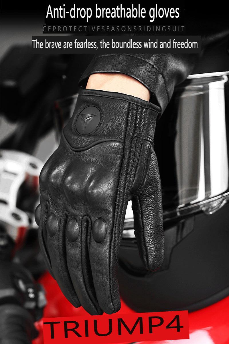 Gants de moto en cuir et carbone pour hommes et femmes
