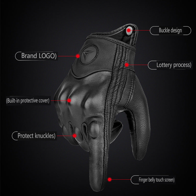 Gants de moto en cuir et carbone pour hommes et femmes