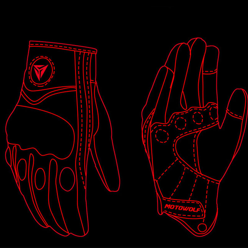 Gants de moto en cuir et carbone pour hommes et femmes