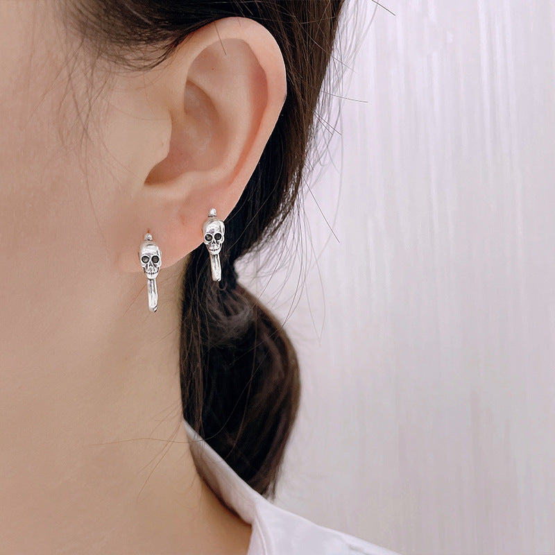 Gothic Punk & Rock Skull Earrings Cool Handsome Street Hip-hop Retro Ear Clip Personality Men And Women