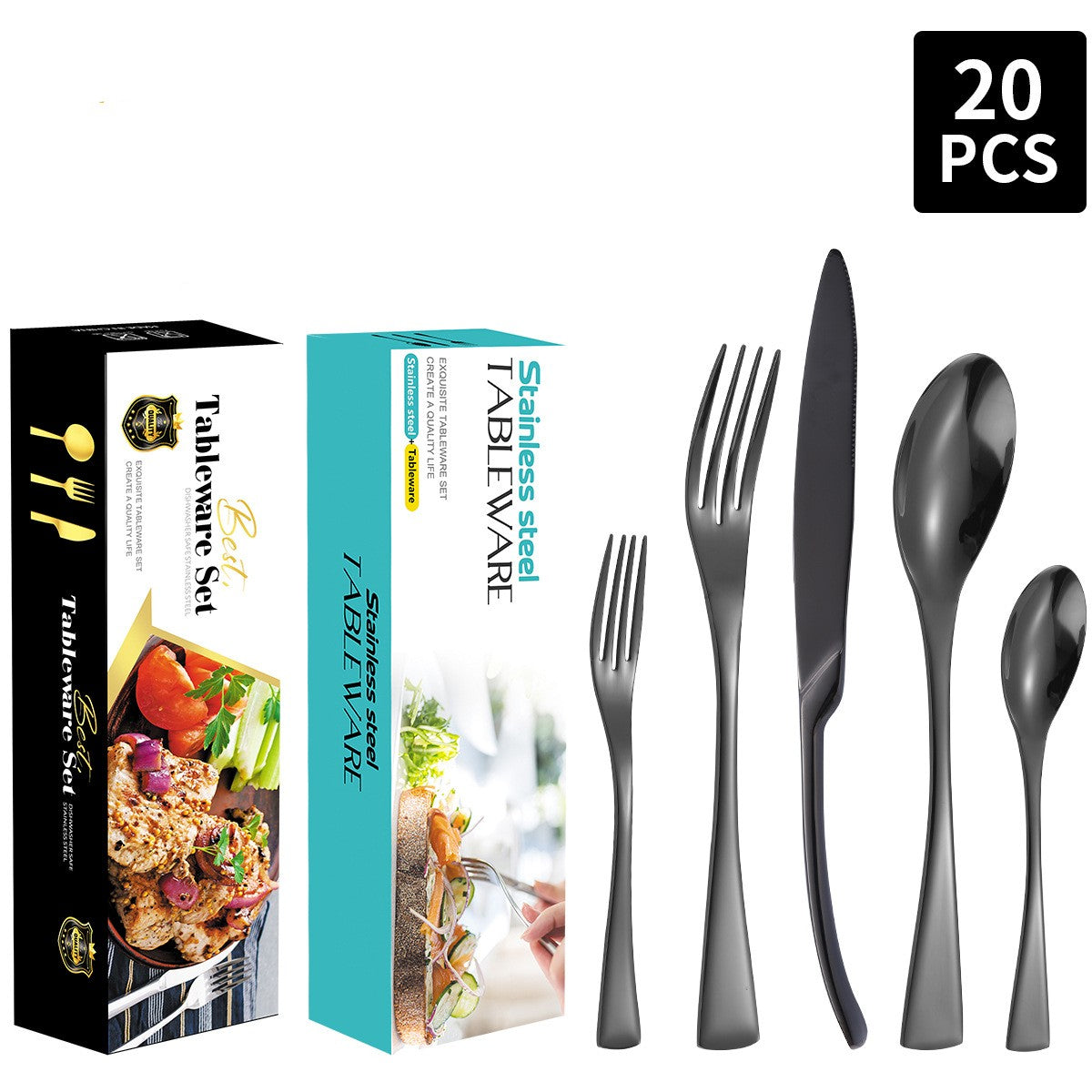 Stainless Steel Tableware Five-piece Steak Knife, Fork And Spoon