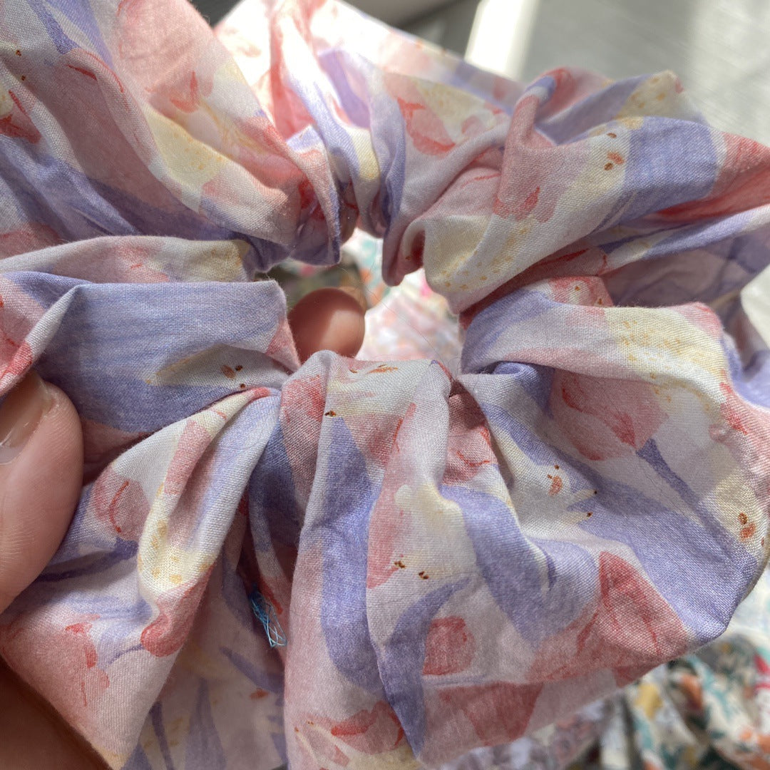 Élastique à cheveux motif lapin de dessin animé à rayures et fleurs de tulipe