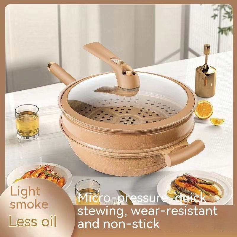 Pottery Clay Micro Pressure Titanium Wok Frying Non-stick Pan Household Coating