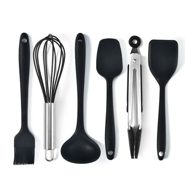 Ensemble de six mini ustensiles de cuisine et de pâtisserie en silicone