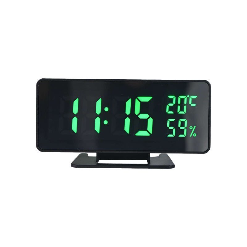 Horloge de bureau avec miroir LED, calendrier, température et humidité, horloge de bureau simple