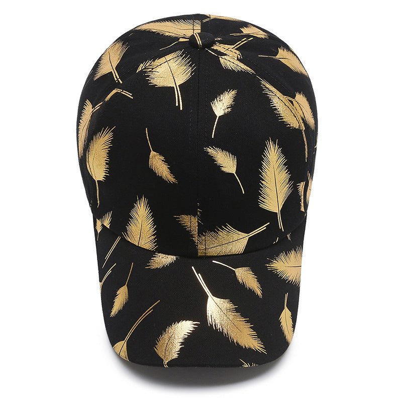 Bronzing Feather Peaked Cap Men's Outdoor Sports Sun-proof Hat Baseball Cap