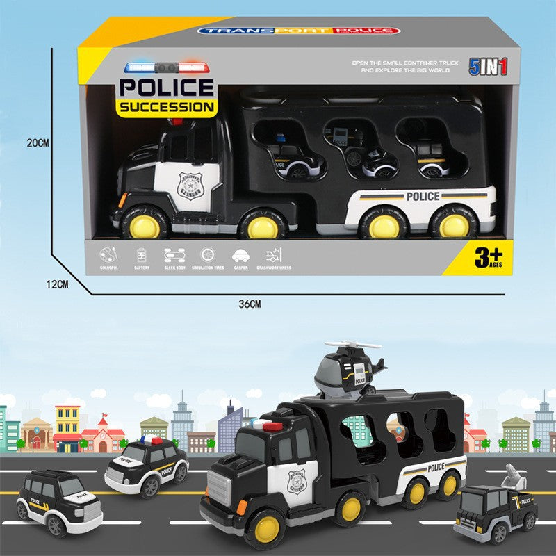 Children's Double Storage Transport Vehicle Inertia Engineering Team Music Toy Car