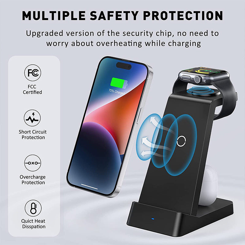 Chargeur sans fil de bureau 18W trois-en-un