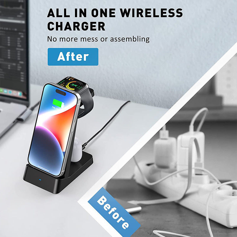 Chargeur sans fil de bureau 18W trois-en-un