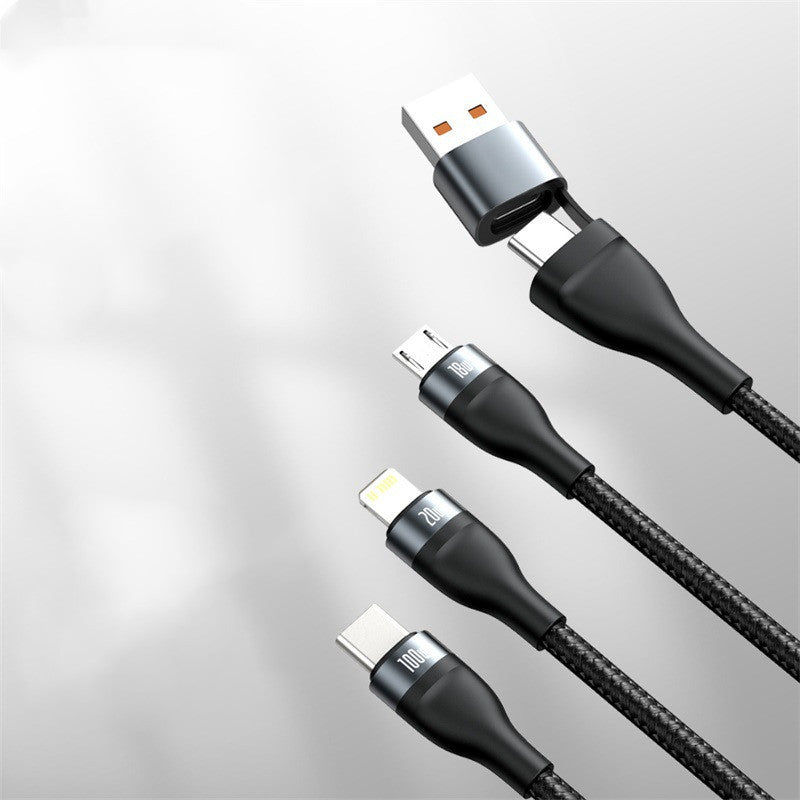 Type-c three-port mobile phone fast charging data cable
