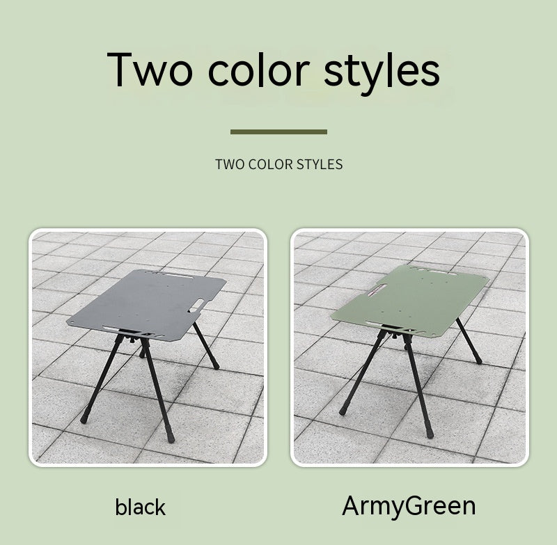 Table pliante en aluminium noirci pour camping en extérieur