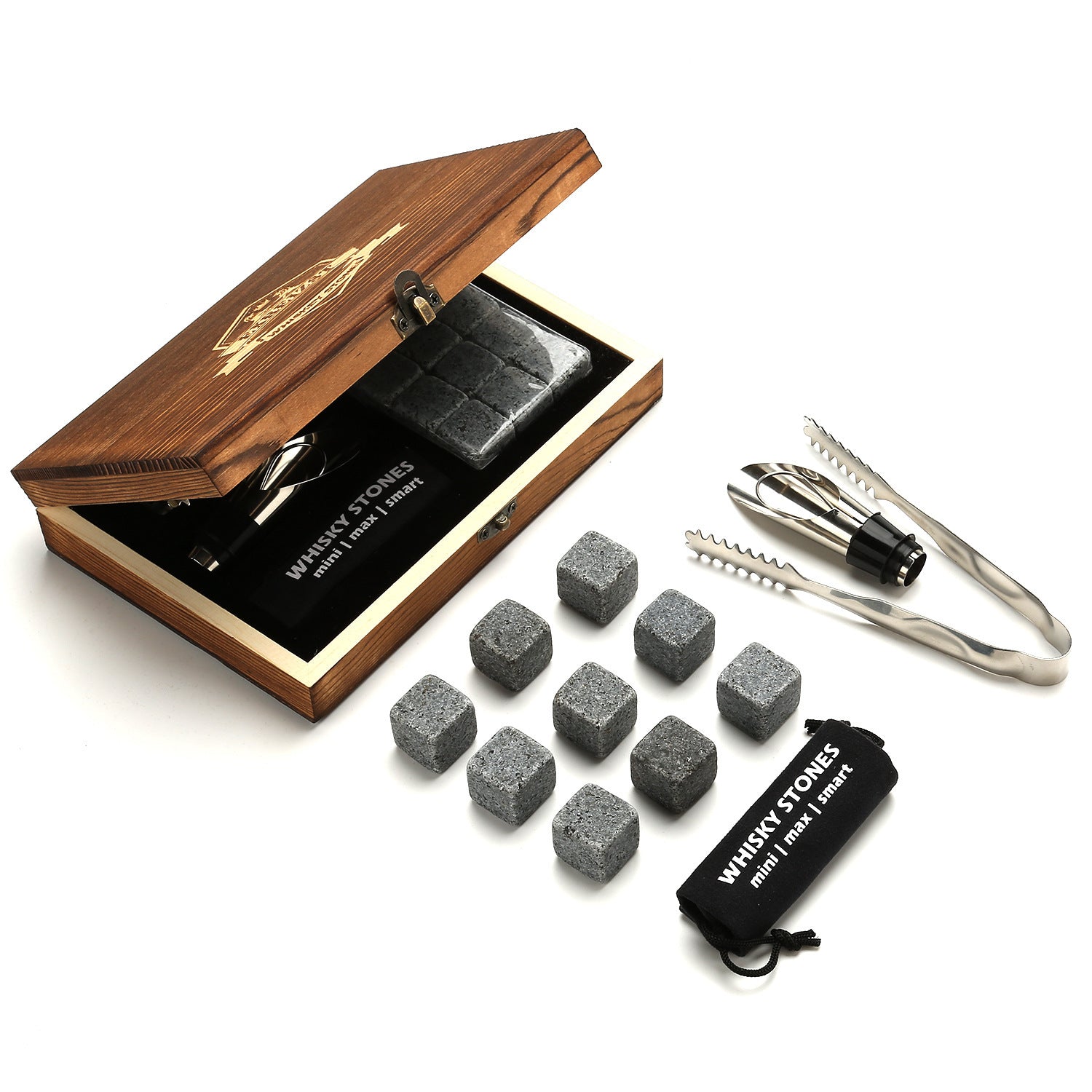 Ensemble cadeau de pierres à whisky – 9 glaçons en granit