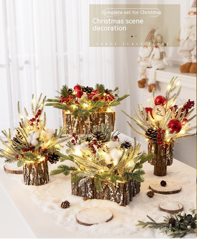 Décorations de Noël d'émulation de bureau Ornements d'arbre Bonsaï Ins Célébrité Internet Paquet Mise en page de vitrine