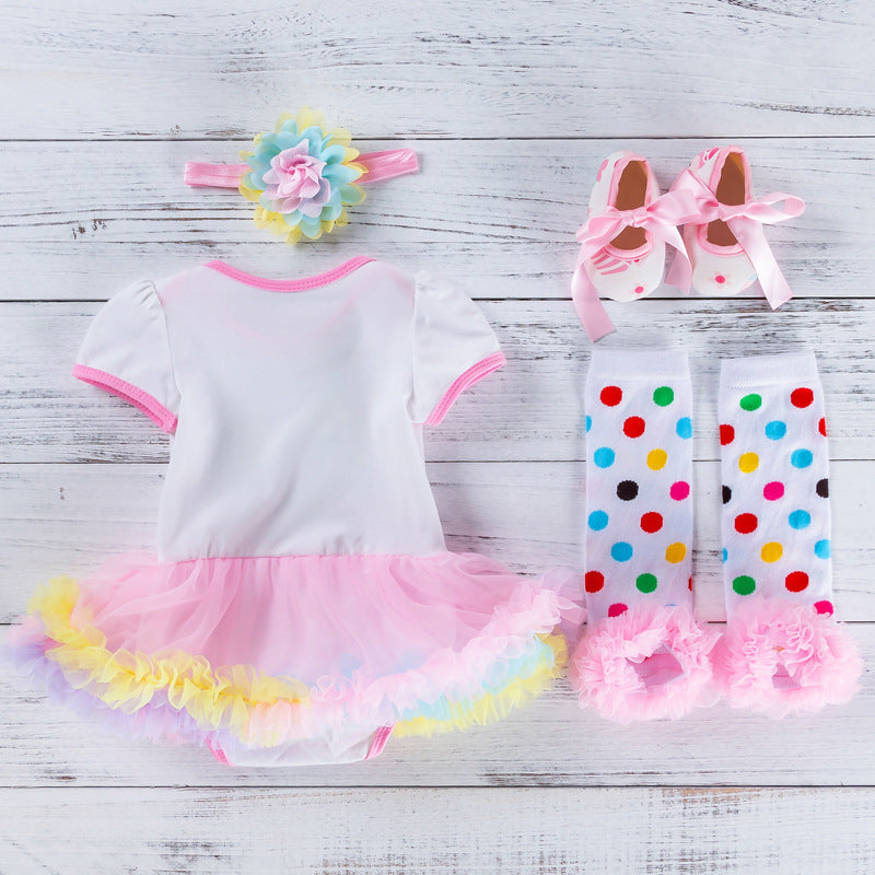 Cartoon baby four-color dress four-piece suit