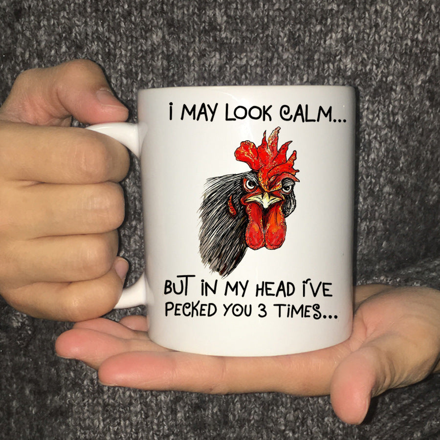 Tasse à café en céramique tête de poulet