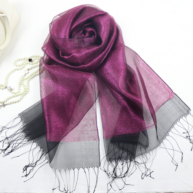 Foulard en Soie Élégant Double Couche de Soie pour Femme, Tendance et Haut de Gamme
