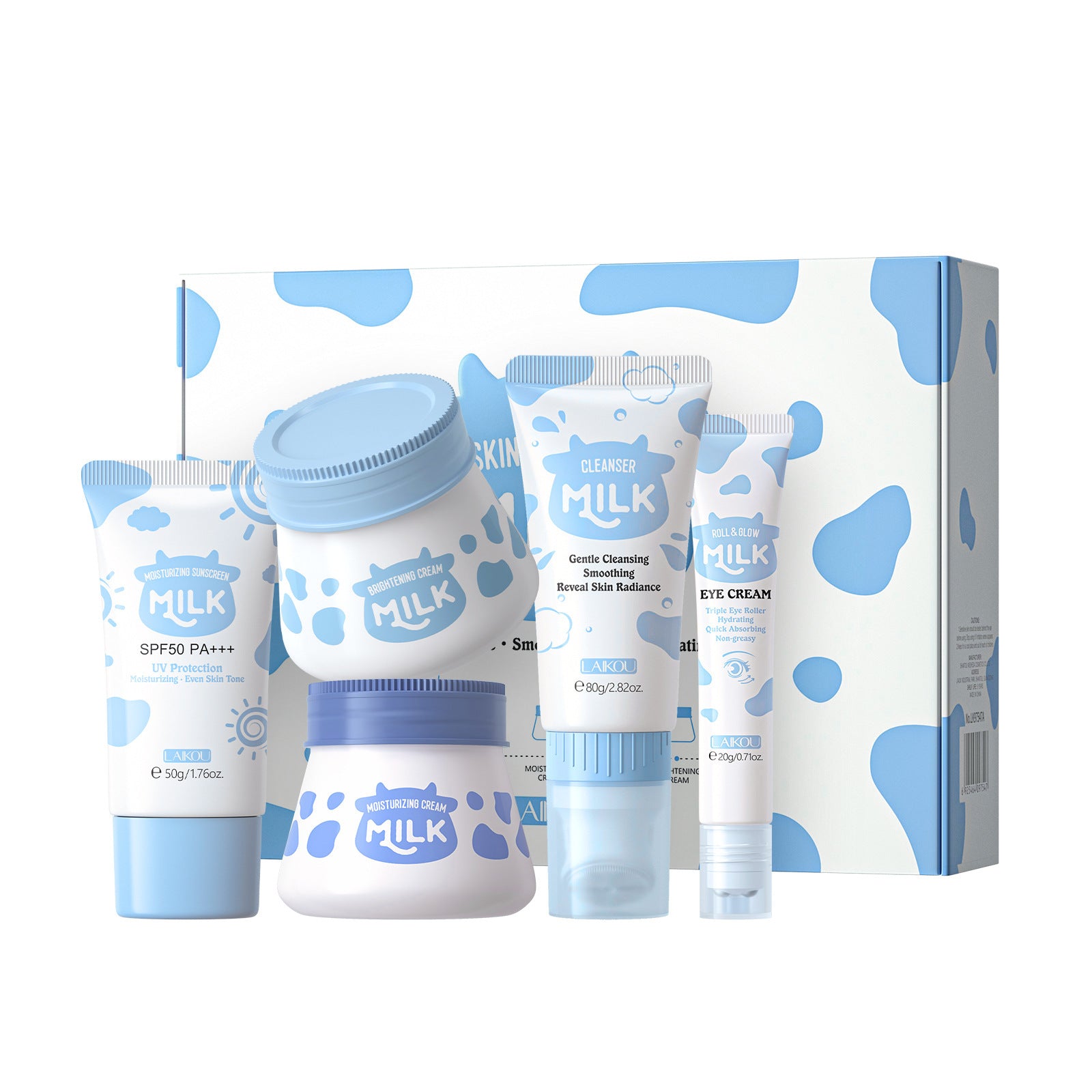 Ensemble de 5 produits de soin hydratant pour le visage au lait