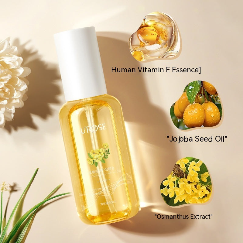 Huile essentielle capillaire adoucissante et brillante Anti-frisottis, sèche et lisse, et bouclée brillante