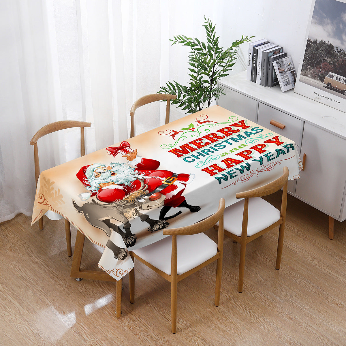 Printed Christmas Polyester Tablecloth Rectangular