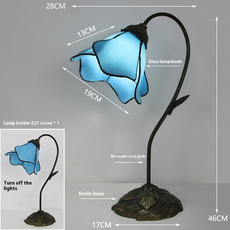 Retro American Desk Luxury Classical Sofa Tea Art Glass Table Lamp