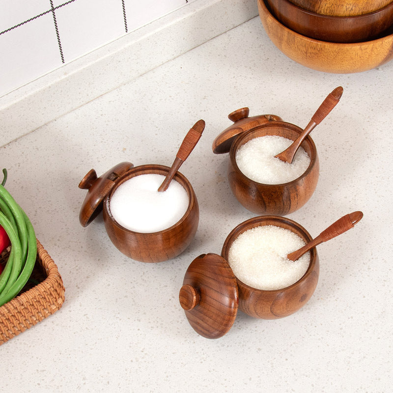 Pot d'assaisonnement en bois créatif pour la cuisine