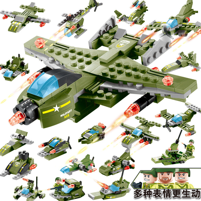 Porte-avions militaire, blocs de construction, jouets DIY pour enfants