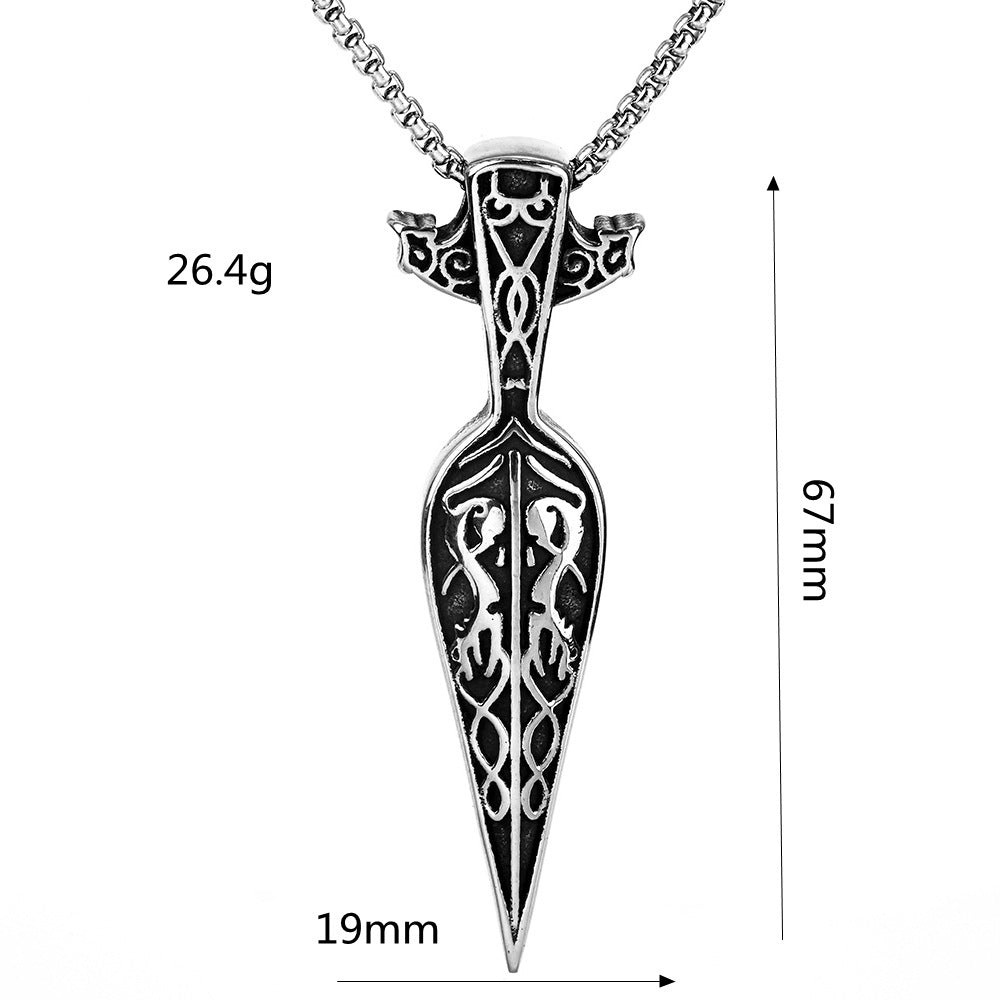 Hip Hop Necklace Vintage Viking Weapon Titanium Steel Men