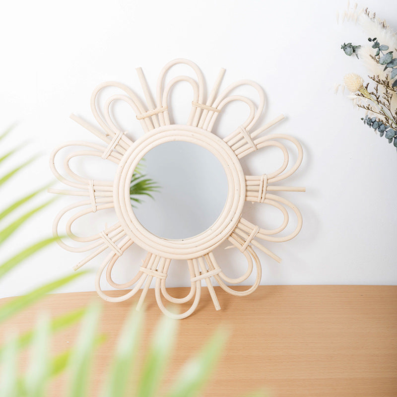 Wicker Creative Decorative Wall Makeup Mirror