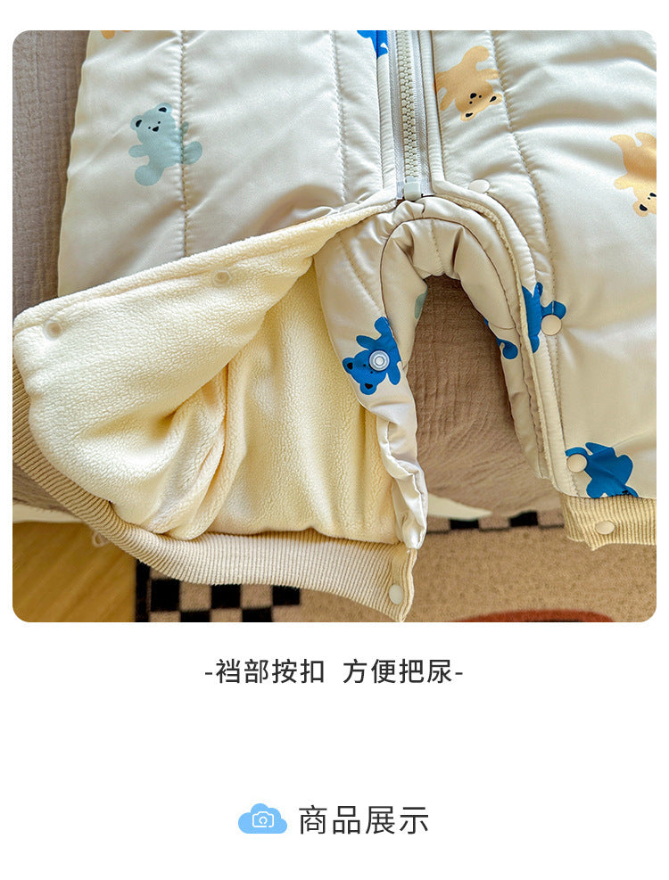 Baby Thickened Cute Cartoon Compressed Cotton Children Thermal Quilted Rompers Jumpsuit