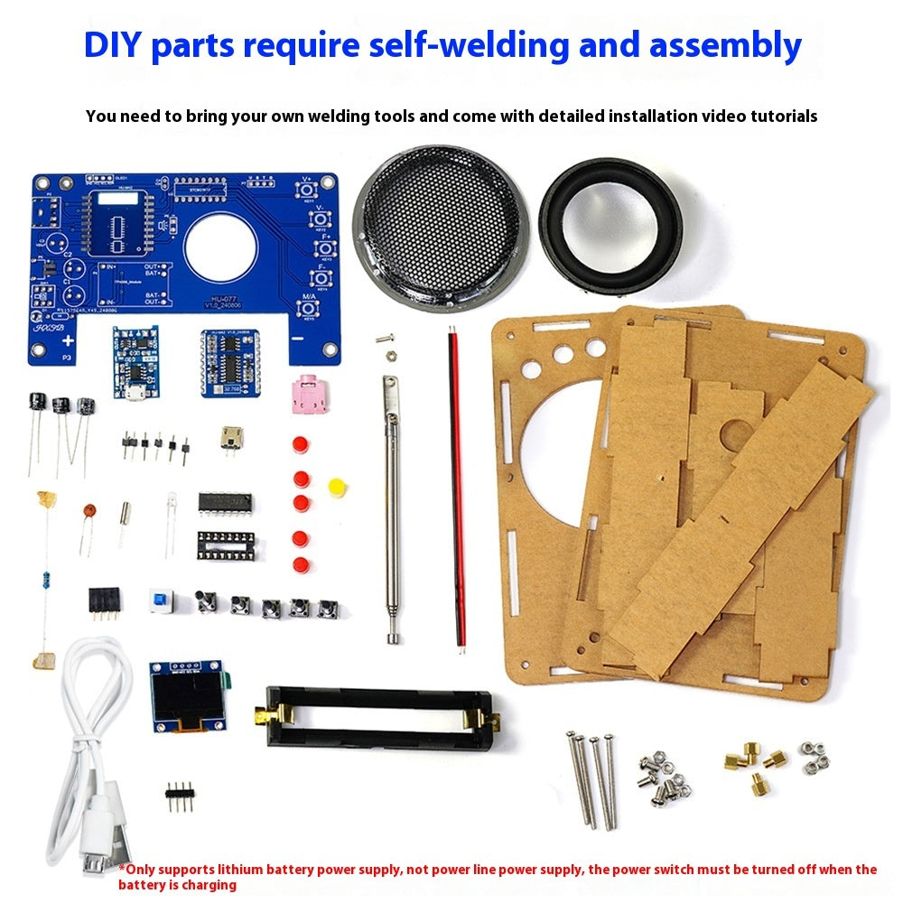 OLED Display Radio Assembly Kit Rechargeable FM Radio Circuit Board Welding Electronic DIY Production