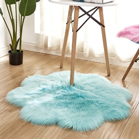Tapis en Laine Artificielle, Forme Florale, en Peau de Mouton, Poilu, Faux Tapis, Coussin de Siège en Fourrure, Chaud, Tapetes, Tapis de Sol, Tapis Doux