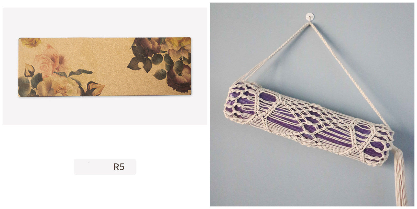 Tapis de yoga antidérapant en caoutchouc et liège naturel imprimé pour le fitness