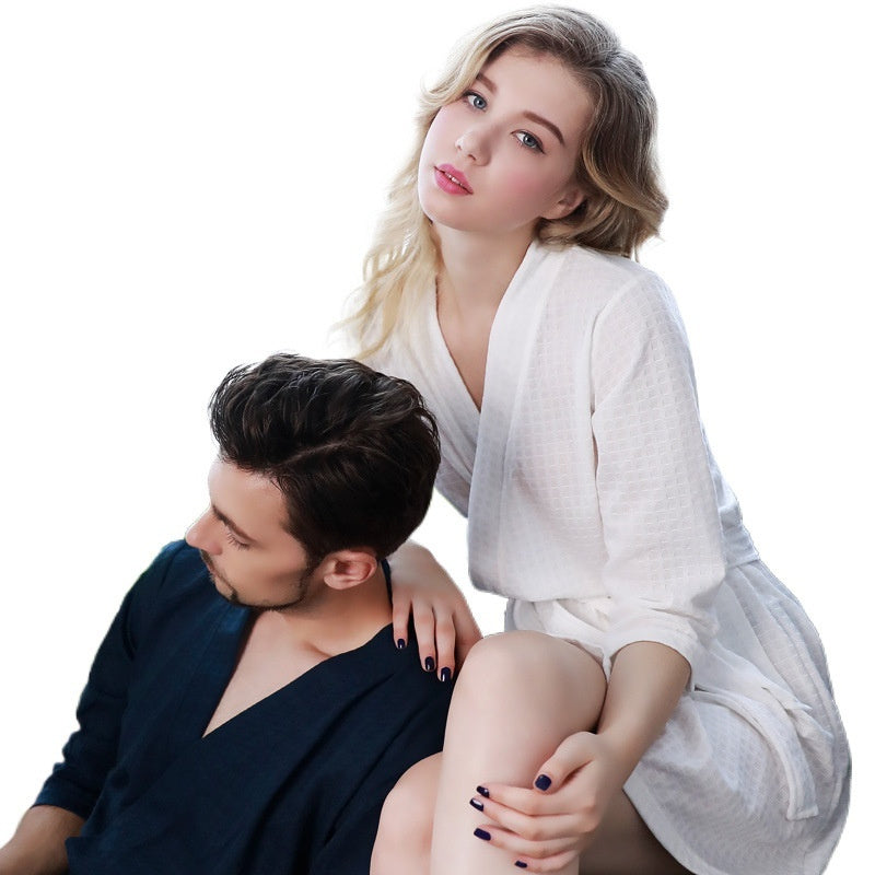 Men's And Women's Pajamas, Waffle Style Couple Bathrobe