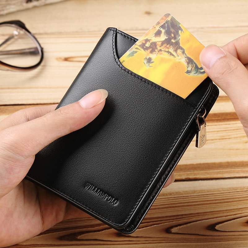 Portefeuille court en cuir pour hommes