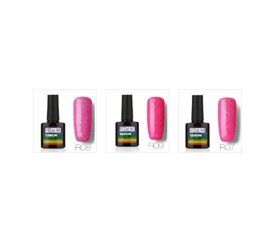 Sans clous, longue tenue, non toxique, vernis à ongles, colle de photothérapie ROSALIND, système arc-en-ciel étoilé.