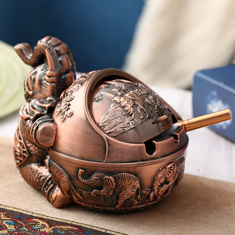 Household Fashion Metal Shatter Proof Cover Ashtray
