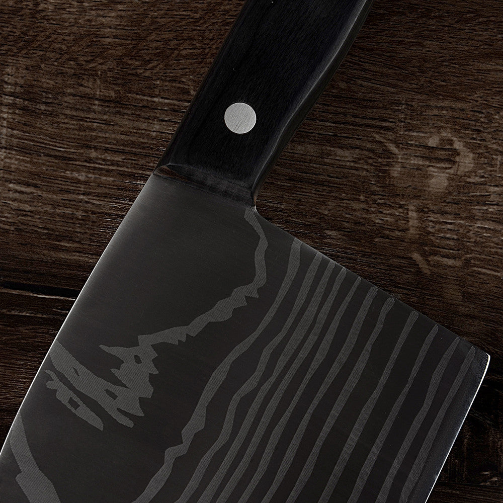 Couteau de cuisine domestique en acier inoxydable Damas au laser