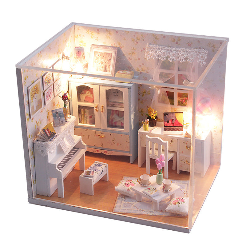 Maison de poupée miniature en bois, jouet à assembler pour enfant, villa, maison de princesse, cabane