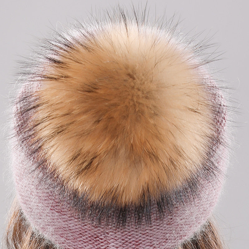 Bonnet en fourrure de lapin angora pour fille - Chapeau d'hiver pour femme