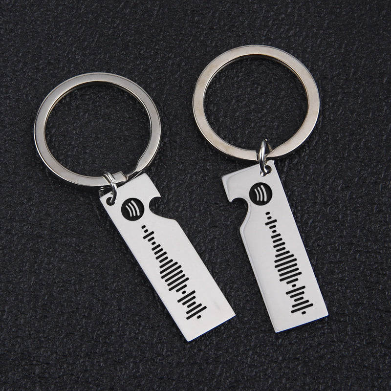Laser engraved stainless steel keychain
