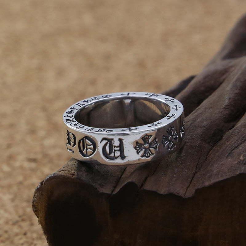 Korean cross letter ring