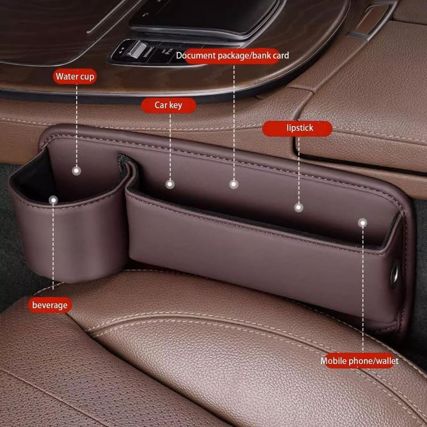 Car Seat Storage, New Upgraded Car Seat Storage Box With Cup Holder, Seat Gap Storage Box, Cup Holder Gap Bag For Car, Adjustable Car Seat Storage Box